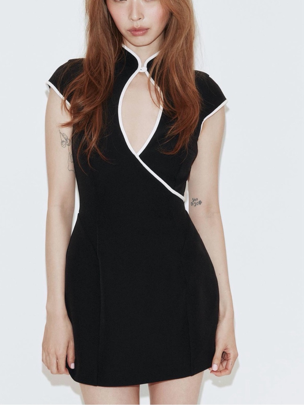 NWT ZARA CONTRAST PIPING MINI DRESS SIZE XS